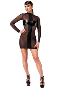F369 Crossfire Mesh & Wetlook Mini dress - 3XL-4