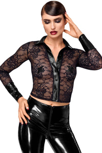 F377 Noirelle Lace Button-up Shirt - 3XL-4