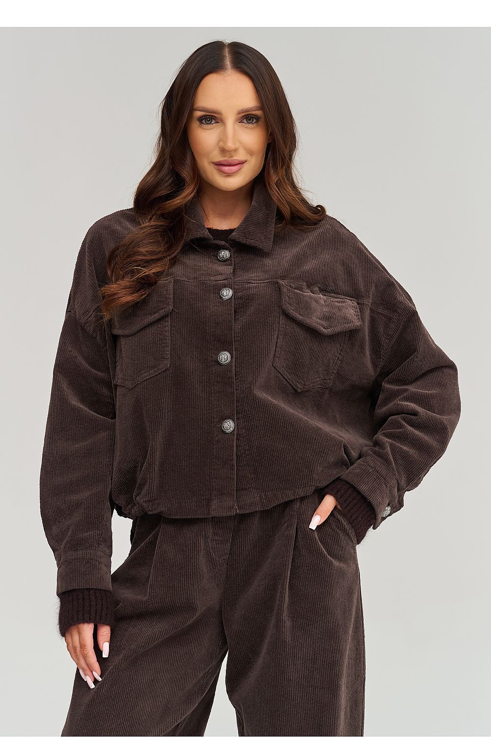 Corduroy jacket model 232013 Makadamia 